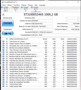DISQUE DUR SEAGATE 1000GB MODEL/ ST31000524AS - Photo 1/3