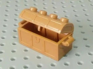 Lego Container Treasure Chest 2x4 Base (+Slits) & Lid [4738ac01] Medium Nougat - Picture 1 of 8