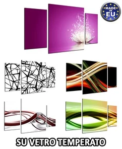 QUADRO TRITTICO ASTRATTO SU VETRO TEMPERATO 3 PEZZI ARREDO PER SALOTTO MODERNO - Foto 1 di 21