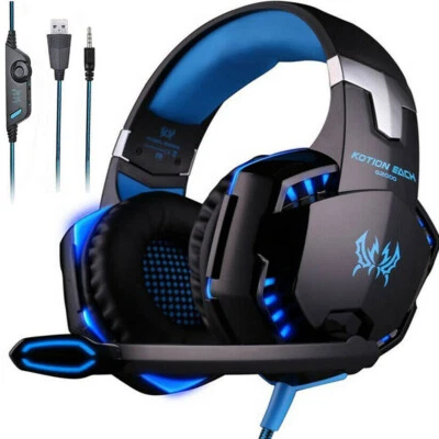 3.5mm Gaming Headset Mic LED Headphones Stereo Bass Surround For PC PS4 Xbox ONE - Image 1 of 4