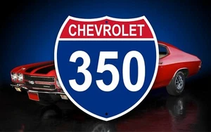 Chevy 350 - Muscle Car - Highway Sign - Racing Motor - Gearhead - Garage Decor  - Bild 1 von 4