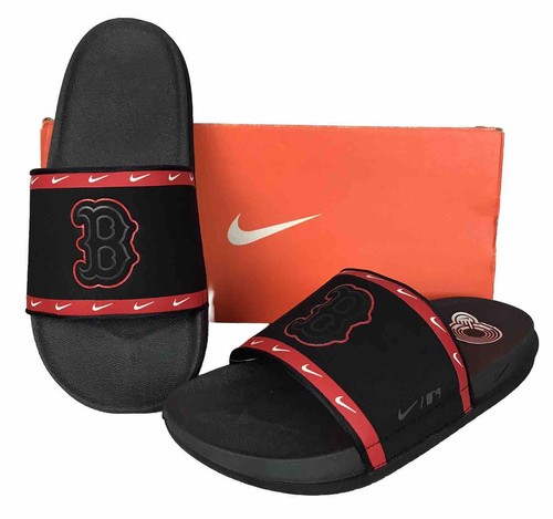 Sandali da baseball Nike Offcourt Slide MLB Boston Red Sox da uomo neri e rossi taglia 8