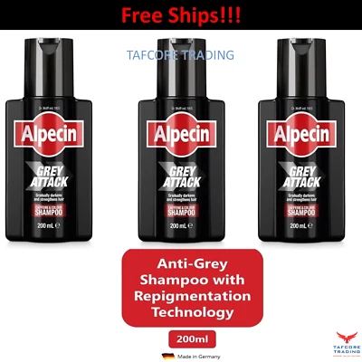 3 unidades de champú con cafeína Alpecin Grey Attack 200 ml o 6,8 fl oz envío gratuito Foto 1 de 4