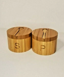 Bamboo Salt and Pepper box Set Super Cute, Great for the TABLE - Picture 1 of 3
