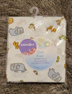 Babies R Us 100% Cotton Crib Sheet New Animals Elephants Tigers Giraffes 