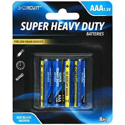 8 PCS Pack E-Circuit Super Heavy-Duty AAA Batteries New - Image 1 of 2