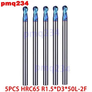 5PCS R1.5 D3 HRC65 50mm 2Flute Ball End Mills Set Milling Cutter Dril Bits - Picture 1 of 5