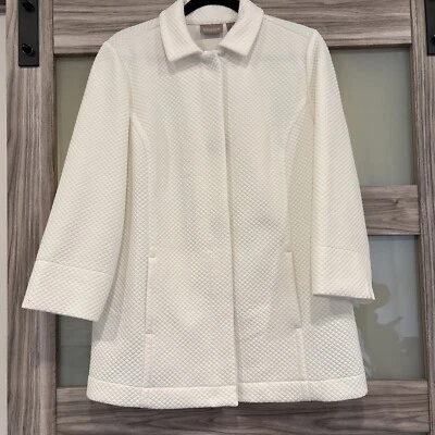 Chaqueta Blazer Chicos Talla 1 Marfil Textura A Presión Manga 3/4 Mujer Frente Foto 1 de 4