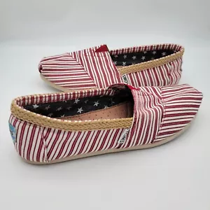 Toms Shoes Womens 8.5 Patriotic American Flag Stars And Stripes Spangled Loafers - Picture 1 of 9