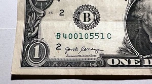 $1 Dollar Bill 2017 Circulated  Fancy Doubles Serial Number B 4 00 1 0 55 1 C - Picture 1 of 3