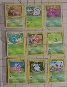 POKEMON GRASS TYPE CARD LOT OF 9 NONHOLO VINTAGE TCG - Picture 1 of 5