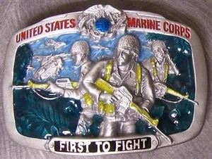 Military Belt Buckle metal U S Marines First to Fight NEW - Picture 1 of 1
