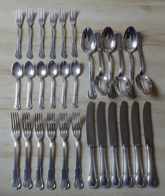 WMF Menue - Besteck  - Barock - 90er Silber -  6 Pers. - 30 Teile - Bild 1 von 2