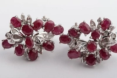 Silber Ohrringe 925er Sterlingsilber Rubin Kristall top!   - Bild 1 von 4