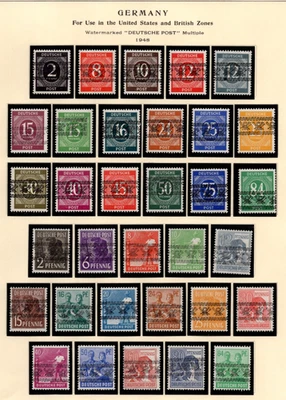 GERMANY 1948 U.S. & BRITISH OCCUPATION STAMPS SCOTT #585A-663 ALL MH 60+ STAMPS - Image 1 of 2