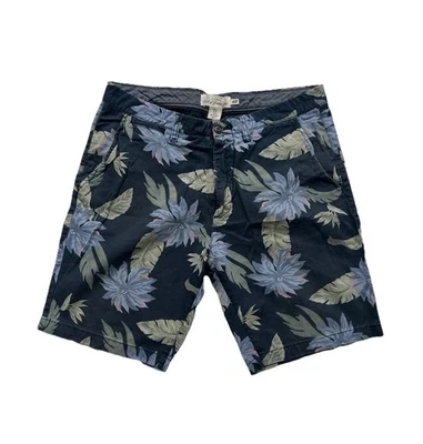 H&M LOGG Pantalones Cortos Para Hombre 32 Chino Floral Playa Algodón Tropical Azul Marino Vacaciones Foto 1 de 4