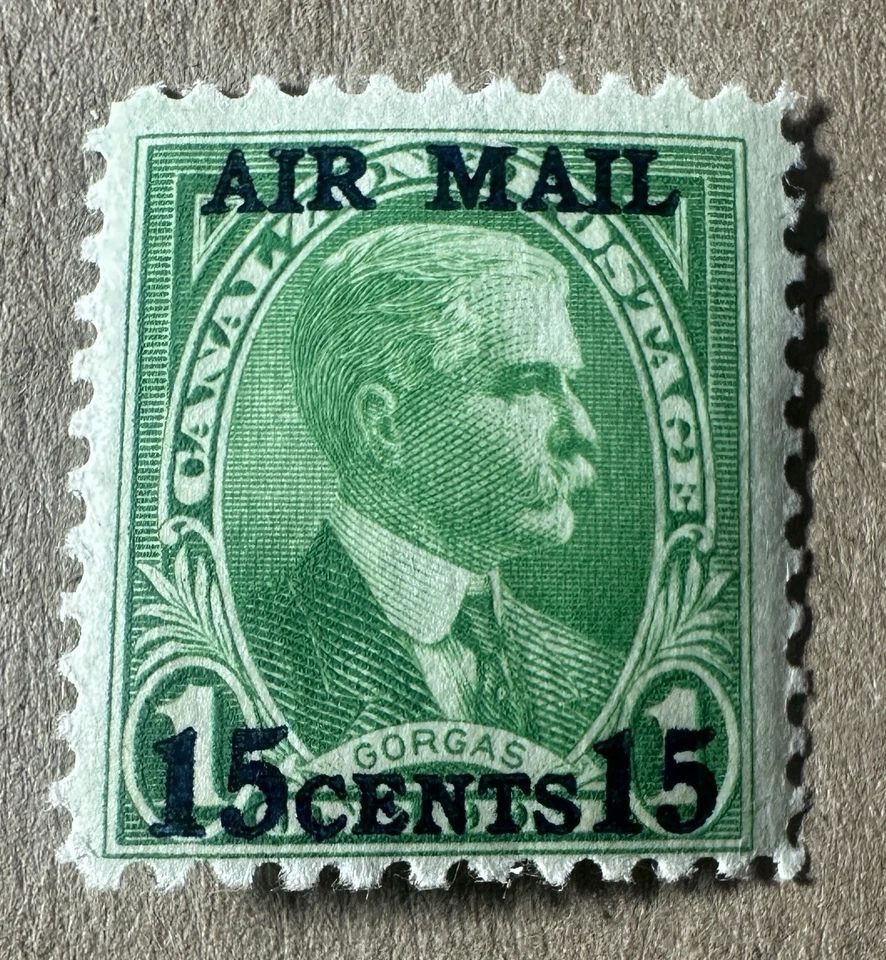 Canal Zone - 1931 - 15 Cents on 1 Cent Yellow Green Airmail # C2 Mint NH OG - Image 1 of 4
