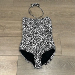 ALBION The Caroline Leopard Cheetah Print One Piece Halter Swimsuit Swim Size S - Picture 1 of 12