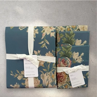 NEW Pottery Barn PAULINE FLORAL PRINTED Duvet King/Cal King & 3 Euro Shams NWT - Image 1 of 2