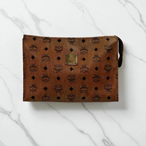 MCM Visetos Authentic Z5779 seconda borsa pochette veranda unisex cerniera logo marrone - Foto 1 di 10