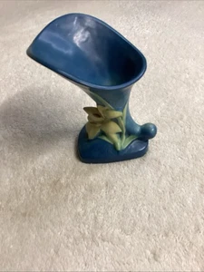 Roseville Zephyr Lily Füllhorn Vase #203-6 40er Vintage MCM "Chip On Lip" LESEN - Bild 1 von 12