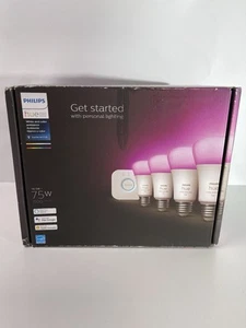 Philips Hue 75W White and Color Ambiance 4-Bulb Smart LED Starter Kit A19 - Picture 1 of 8