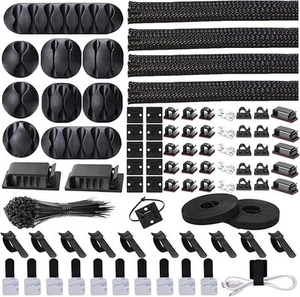 Kabelmanagement Organizer Set Klebeclips Kabelmuffe Split Befestigung Binder - Bild 1 von 7