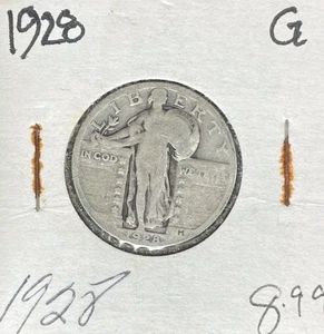 1928 STANDING LIBERTY SILVER QUARTER ~ GOOD ~NICE COIN~ - Bild 1 von 2