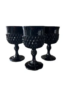 3er Set Vintage Indiana Glas Diadem Diamant Spitze Weinkelche Gläser 6 Unzen Gothic - Bild 1 von 5