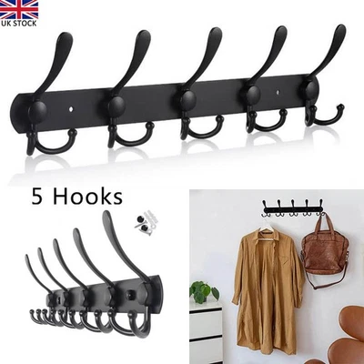 5Hooks Stainless Steel Back Door Hangers for Clothes Coat Trousers Hat Tower New - Image 1 of 4