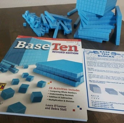 Base Ten Math Blocks Starter Set With Activity Book 141 Pieces Blue Homeschool  - Image 1 of 4