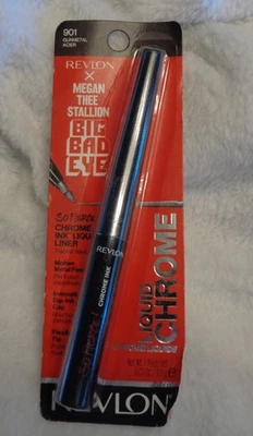 New Revlon X Megan Thee Stallion Liquid Chrome Eyeliner 801 Gunmetal 0.03oz/0.9g - Image 1 of 2
