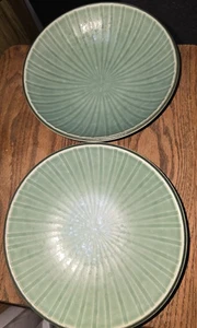 Pfaltzgraff Naturewood Serenity ~ 2 Green Cereal Soup Bowls Dragonfly - Picture 1 of 7