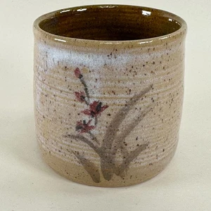 Signed Studio Pottery Stoneware Planter Spatter Abstract Florals Earth-tones - Picture 1 of 8