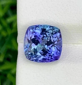 Rarissimo Cuscino Tanzanite Blu 8-10 Ct Naturale Certificato Gemma Sciolta - Foto 1 di 6