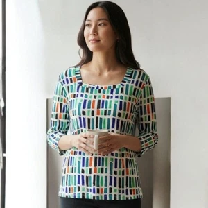 Carlisle Damen Mehrfarbig Pinselstrich Kunstdruck 3/4 Ärmel Top Größe S - Bild 1 von 9