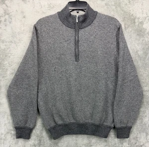 Holland & Sherry London Men's Sweater XL Gray 1/2 Zip 100% Cashmere - Picture 1 of 8