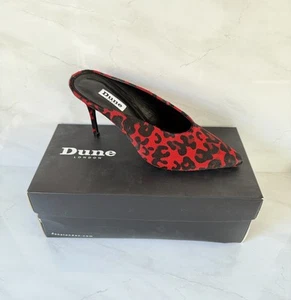 Dune UK 5 Red Pony Leopard High Vamp Open Court Heels Shoes NIB - Picture 1 of 8
