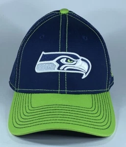 Sombrero Seattle Seahawks New Era Adulto Azul Marino M/L Ajustado Malla Elástica 39Thirty Usado en Excelente Condición - Imagen 1 de 8