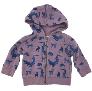 Zara Baby Boy 3-6 Months Purple Monkey Alligator Zip Hooded French Terry Jacket - Picture 1 of 4