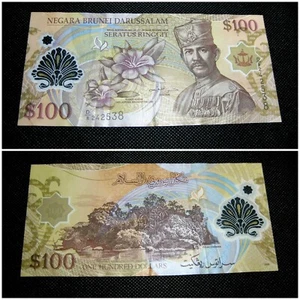 2004 Brunei $100 One Hundred Dollars Seratus Ringgit Currency Note D8 242538 - Imagen 1 de 3