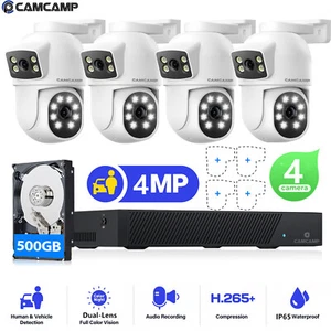CAMCAMP 4MP Dual Lens PoE CCTV Security Camera System 500GB HDD NVR w/24/7Record - Picture 1 of 11