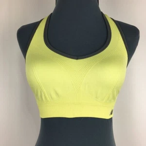New Balance Racerback Sports Bra Women M Yellow Nylon Stretch Pullover - Picture 1 of 9