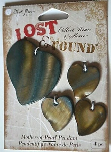 Set of 4 pcs. Mother of Pearl Hearts Pendant / Charms Blue Moon Beads  - Picture 1 of 4