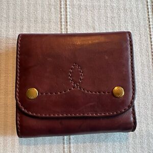 Frye  Leather Bifold Wallet Snap Button Maroon Leather