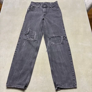 Levis Silvertab Jeans Womens 26x31 (Fit 27x29) Black Distressed Thrashed Y2K Vtg - Picture 1 of 9