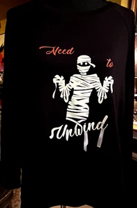Women's Pumpkins & Potions Black Long S. Halloween Shirt " Need to Unwind" Sz. L - Picture 1 of 14