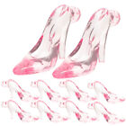 62 Pcs Pink Abs Doll Crystal Slipper Child High Heels Shoes Clear