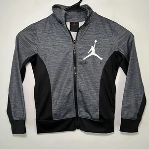 Nike Air Jordan Full Zip Track Jacket Youth Kids Size 4 XS Gray Black Long Slv - Picture 1 of 7