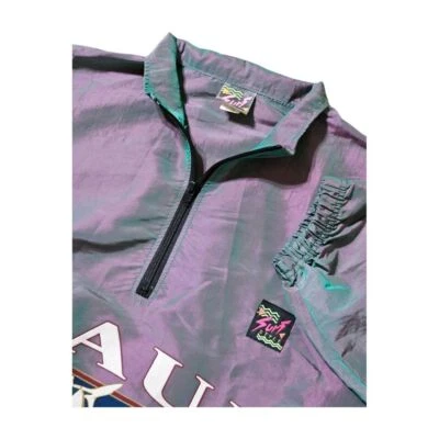 Vintage Surf Style Maui Iridescent 1/4 Zip Windbreaker 90s Jacket One Size - Image 1 of 4